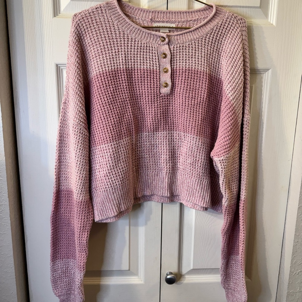 Aeropostale Pink and White Women's Sweater